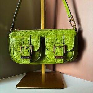 MICHAEL KORS Zoe small pebbled leather petite Meadow green Shoulder Bag